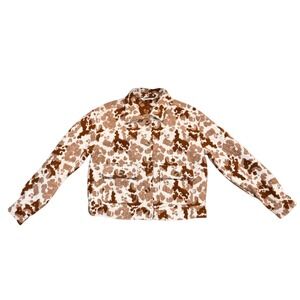 Sonoma Goods For Life Cow Print Cropped Jacket‎ Brown White WS23Z011RN Womens M